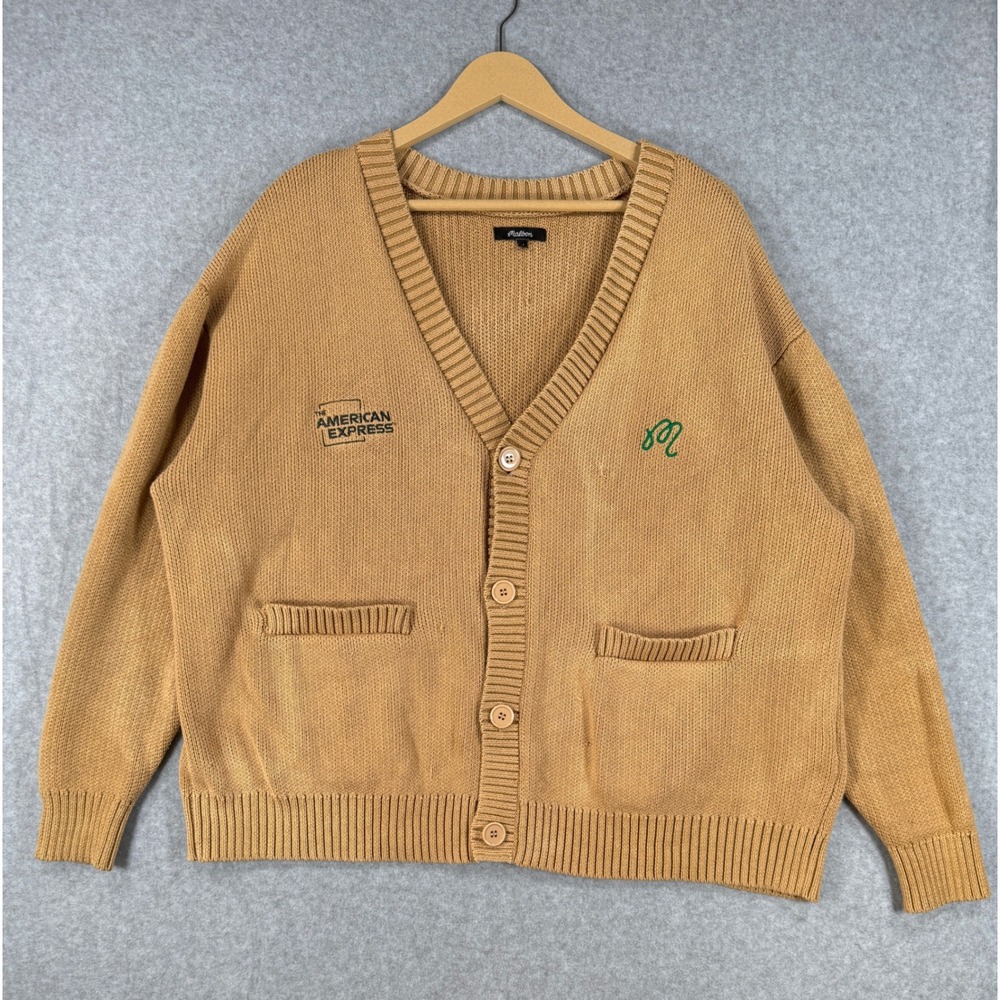 Malbon M Medium Cardigan Golfcore Tan Cotton Blend American Express Collab